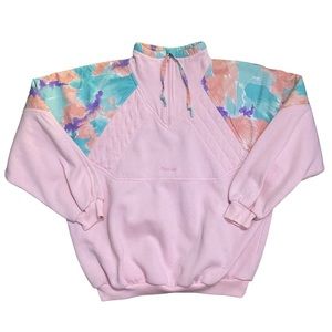 Vintage 1990s Lady Foot Locker Quarter Zip Sweatshirt Pink Medium